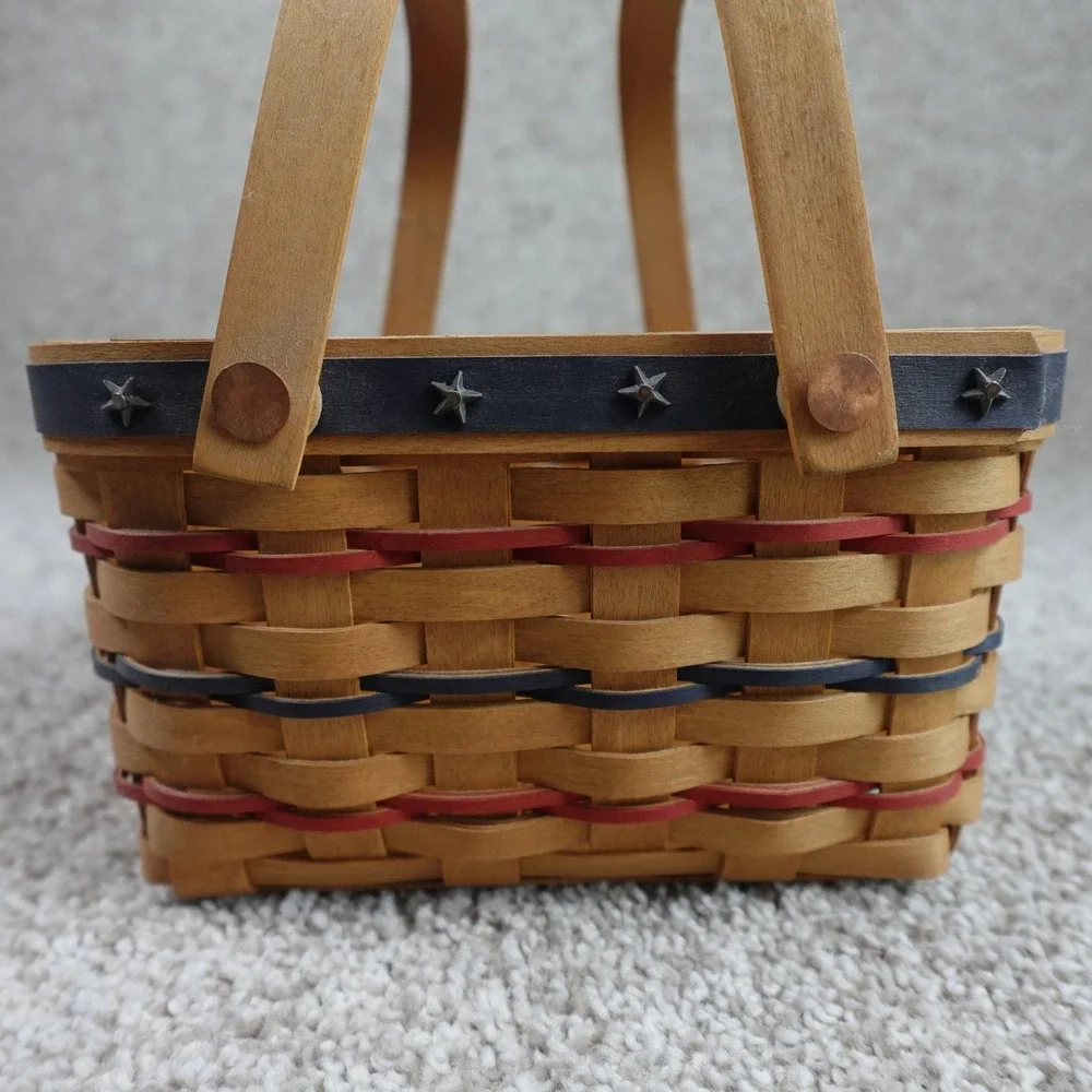 Longaberger 2002 Proudly Longaberger Bee Basket Patriotic Red Blue Stars